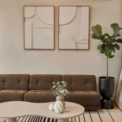 Pack 2 tableaux 3D abstraits minimalistes en bois faits main pour décoration murale mderne
