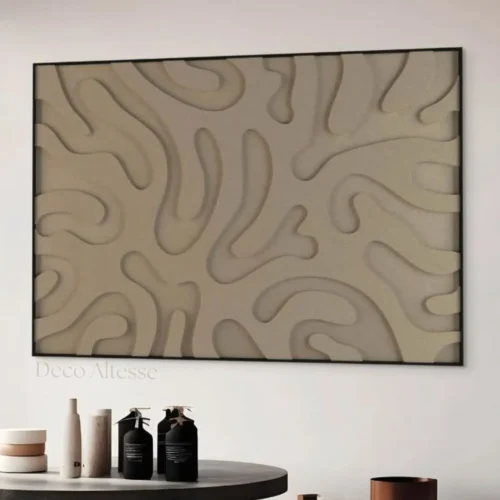 tableau 3D sculpté fait main au Maroc à partir des matériaux haut de gamme, ce tableau  s'inspire de l’art géométrique.