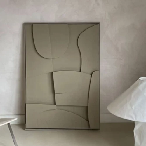 Tableau mural 3D beige en relief fait main