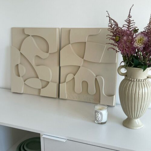 pack de 2 tableaux abstraits au design 3D moderne, décoration murale pour salon ou bureau
