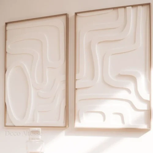 Pack 2 tableaux 3D relief faits main pour sublimer votre salon ou bureau.